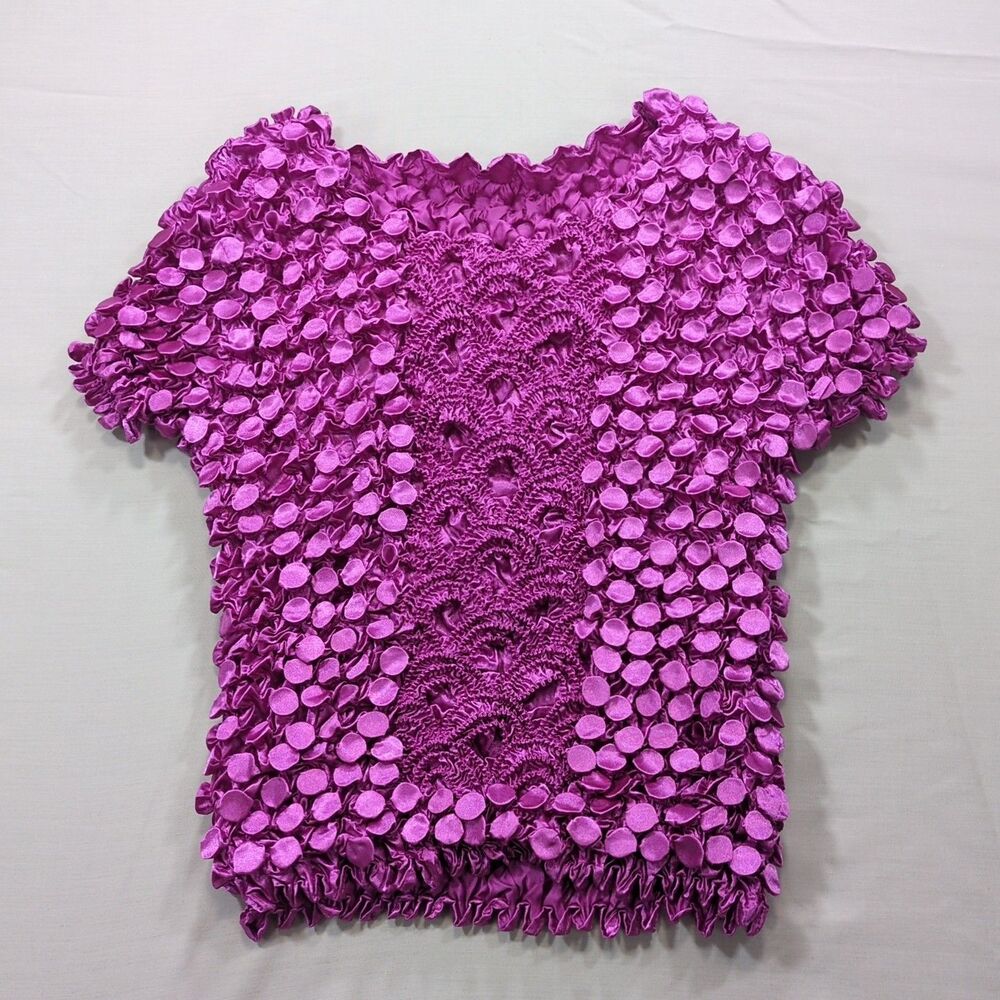 Magic Scarf Women's One Size Fits All Pink Short Sleeve Popcorn Top